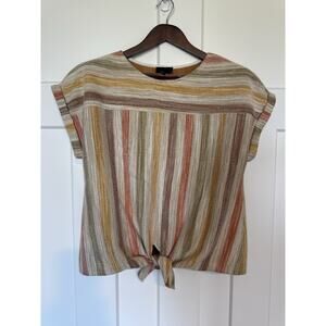 W5 Women's Medium Tie Front Top Fall Autumn Cottagecore Boho Retro